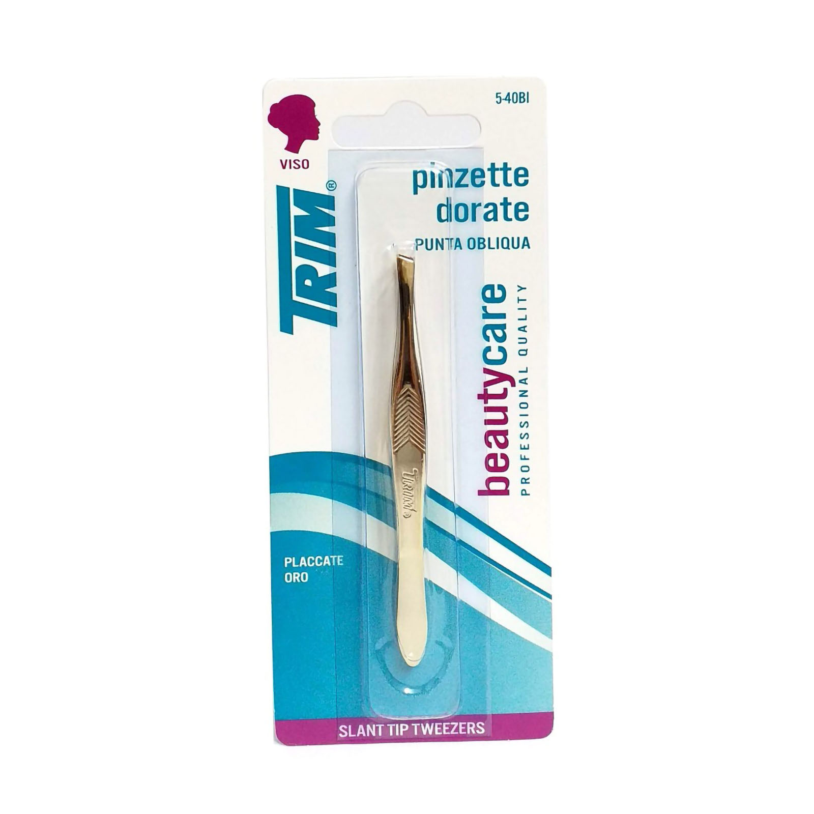 113348 LINEA TRIM Pinzetta Ciglia Punta Obliqua 5-40BI Color Oro