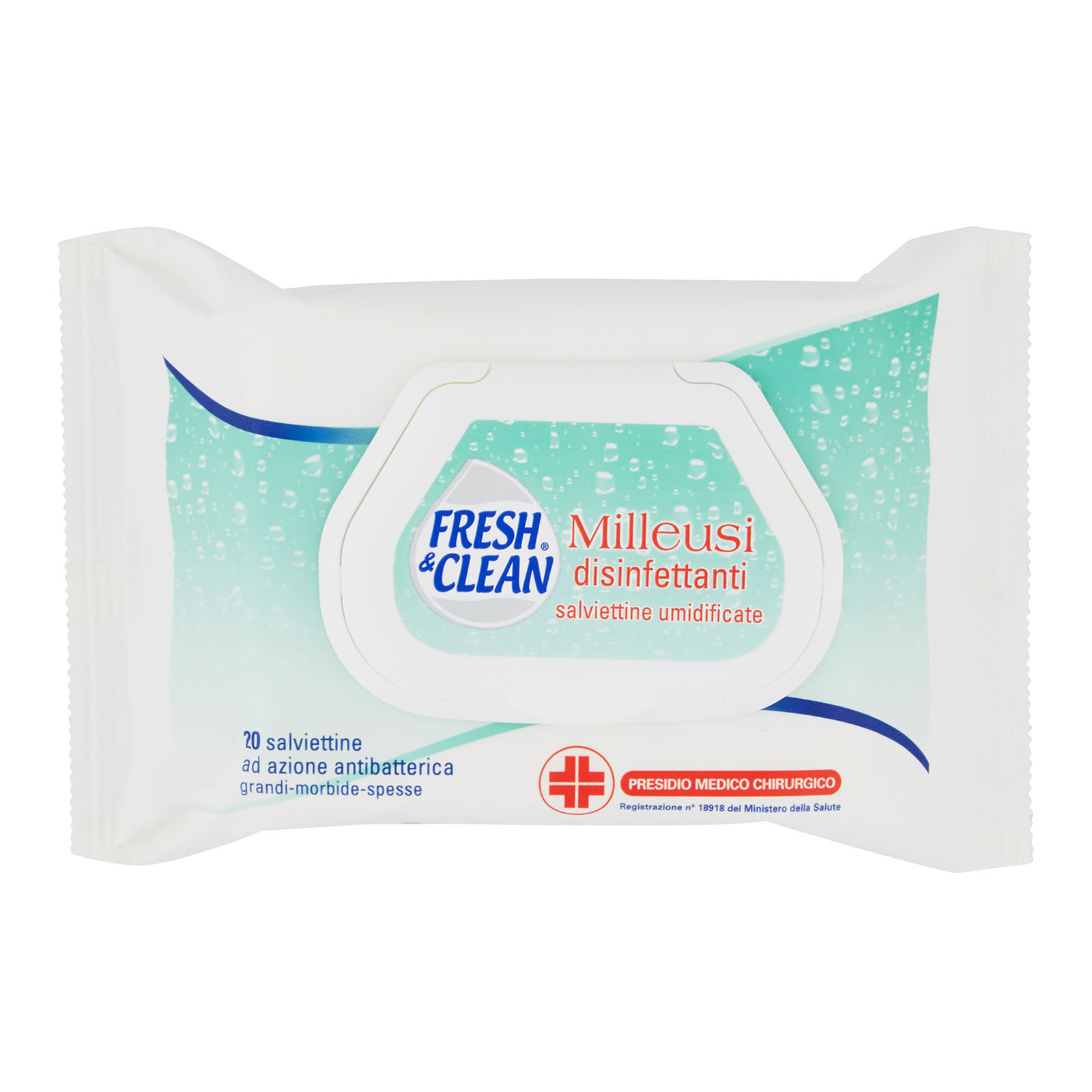 43321 FRESH & CLEAN Salviette Milleusi Disinfettanti Umidificate 20 pz