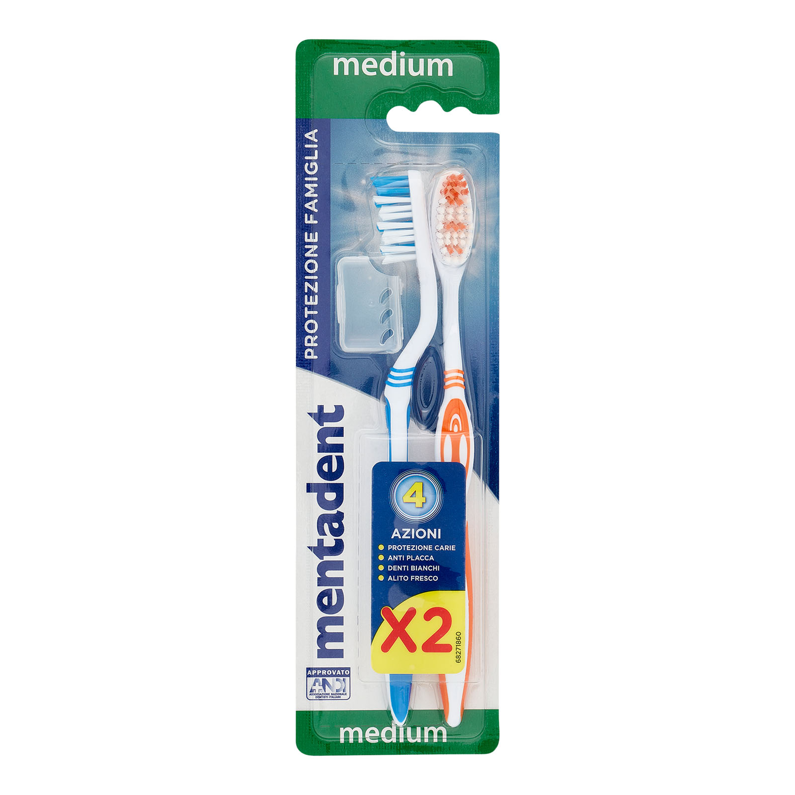 62998 MENTADENT SPAZZOLINO Spazzolino Anti-plaque Medium 2 pezzi