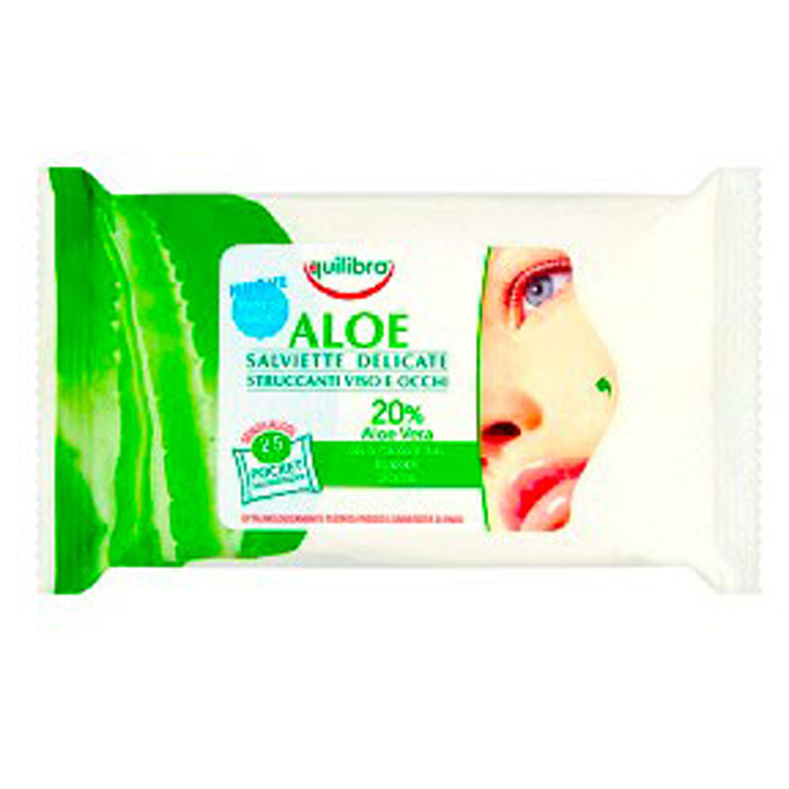 65015 EQUILIBRA LINE ALOE Aloe Salviette Delicate Struccanti Viso e Occhi 25